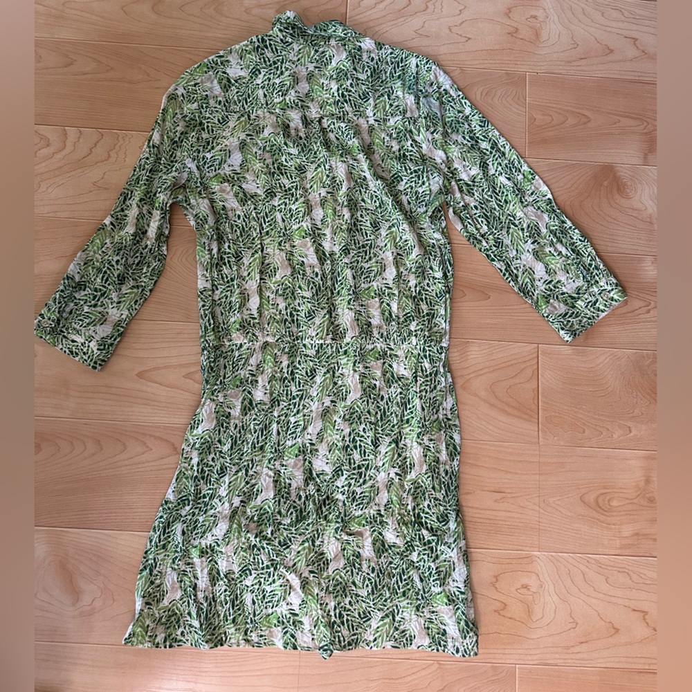 🌺 2/$20 Cabi Faux Wrap Dress M 280 Green Leaf Print 3/4 Sleeve Multicolor - Picture 8 of 8
